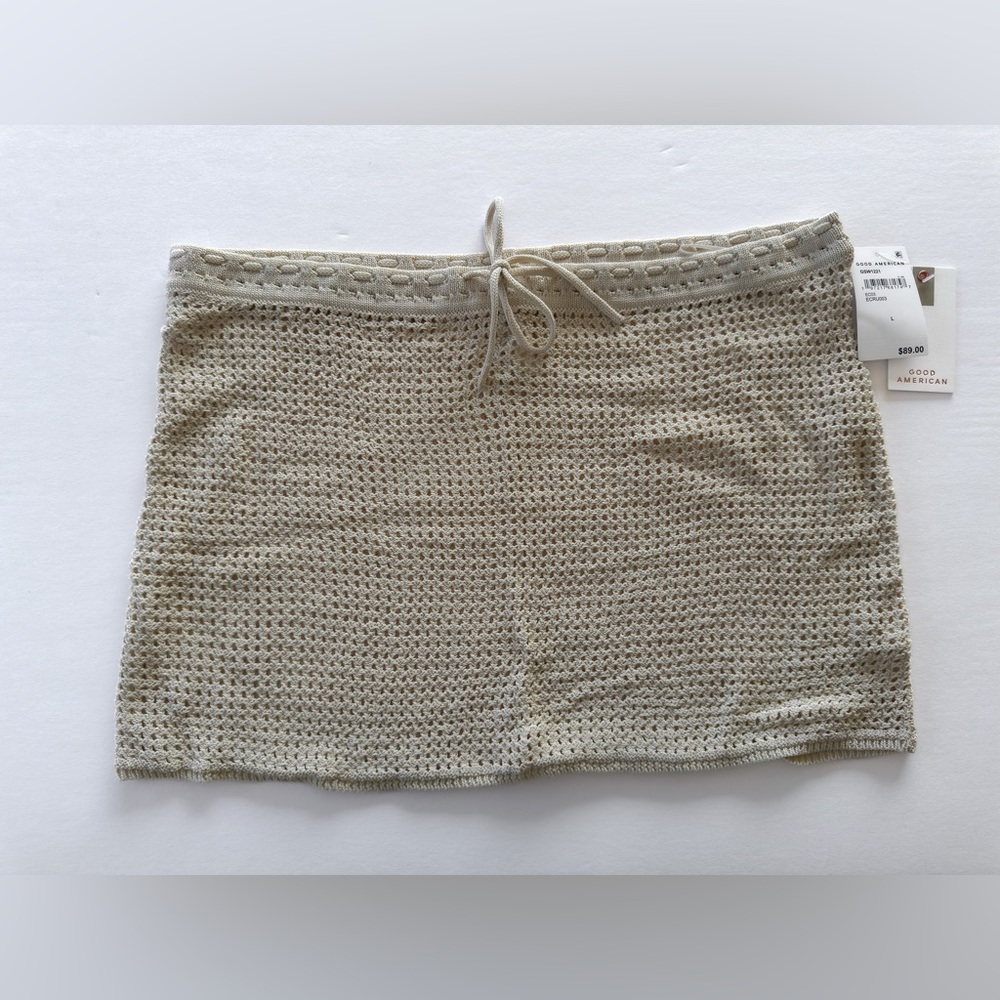 Good American Crochet Cover Up Mini Skirt, New With Tags - Picture 6 of 11